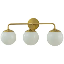 (OpenBox) Brass Daisy 3-Light Opal Glass Globe Vanity Light