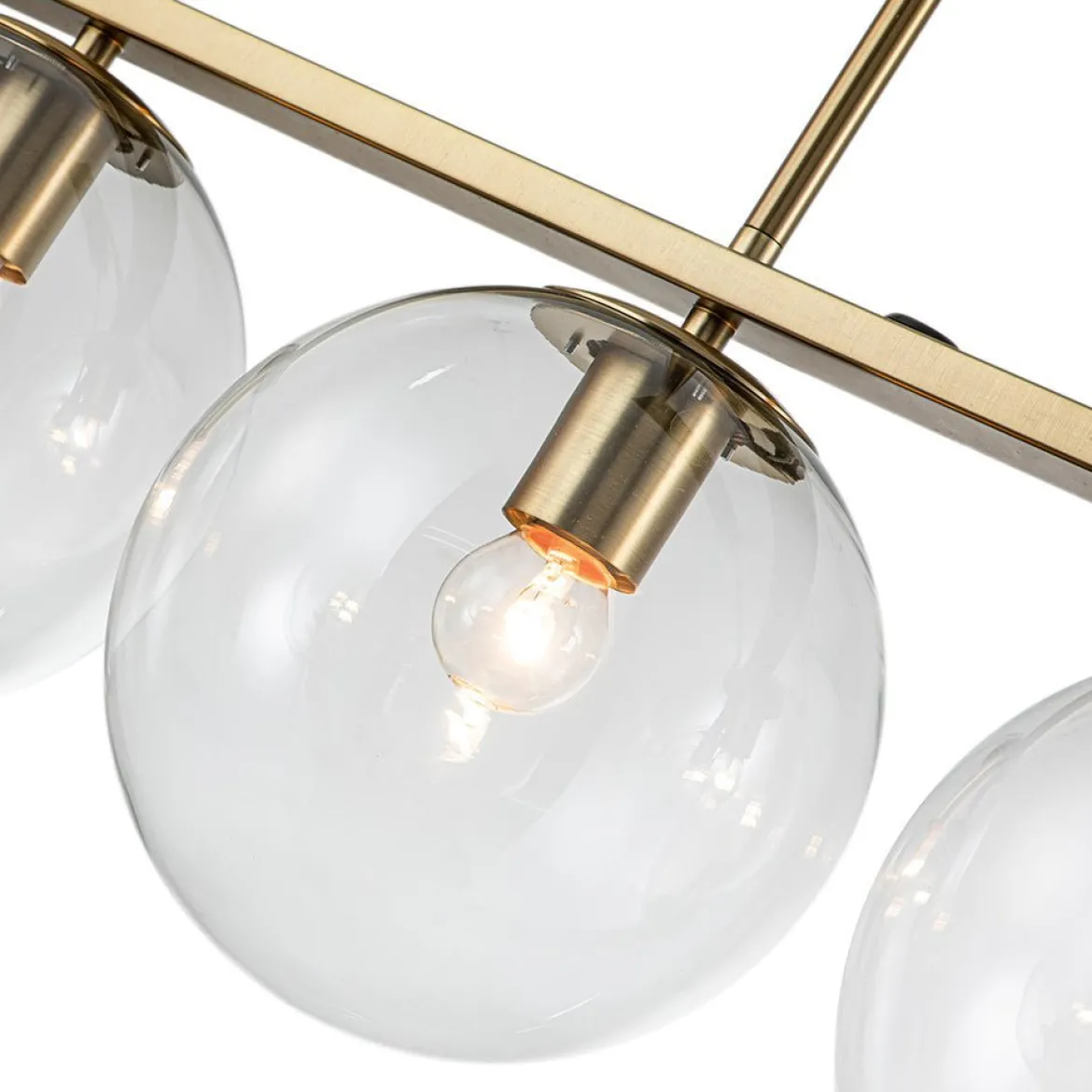 (OpenBox) Brass 5-Light Glass Globe Linear Pendant