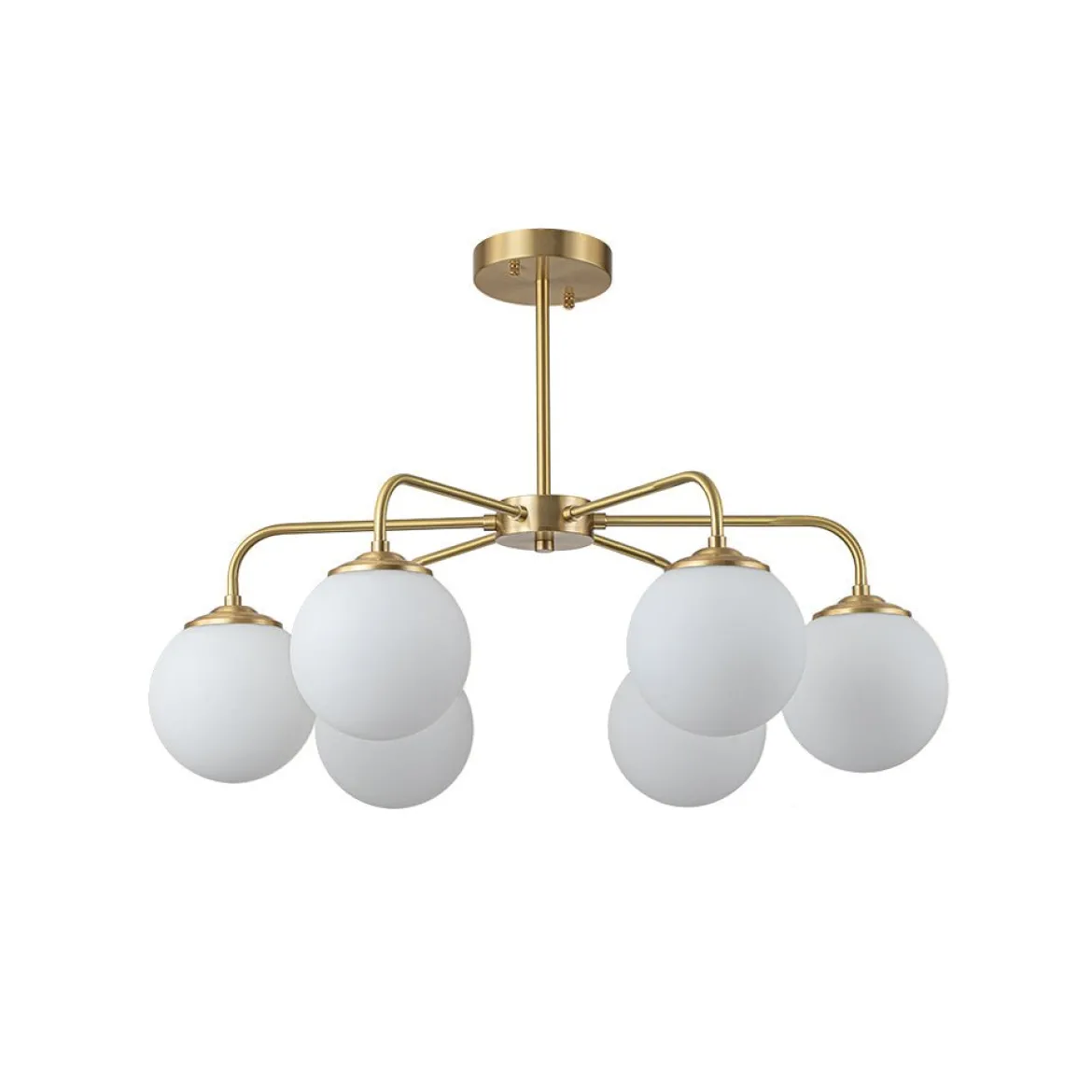 (OpenBox) Brass 6-Light Milky White Globe Round Chandelier