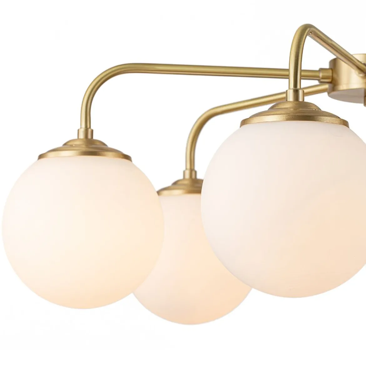 (OpenBox) Brass 6-Light Milky White Globe Round Chandelier