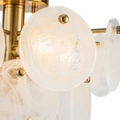 (OpenBox) Brass Tiered Opal Swirl Glass Semi Flush Chandelier