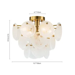 (OpenBox) Brass Tiered Opal Swirl Glass Semi Flush Chandelier