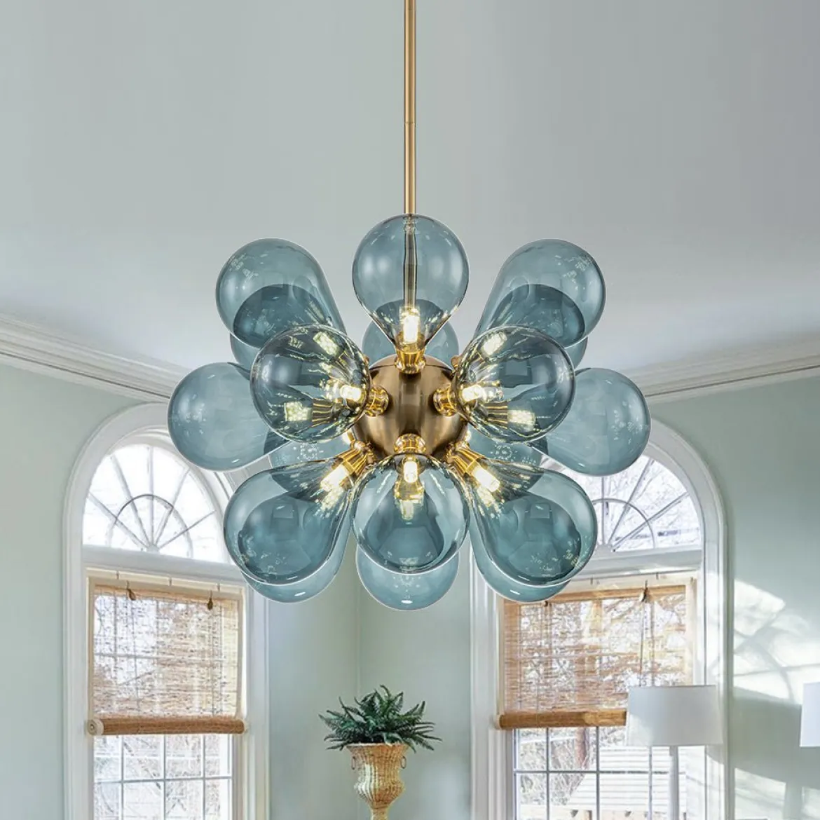 (OpenBox) Cluster Blue Glass Bubble Chandelier