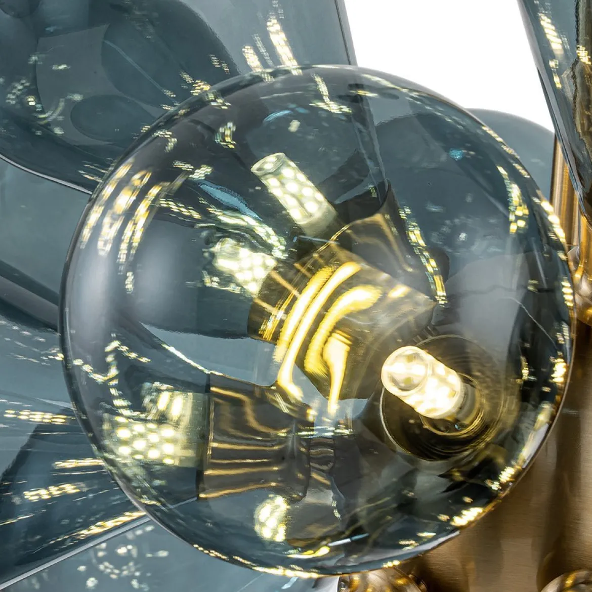 (OpenBox) Cluster Blue Glass Bubble Chandelier