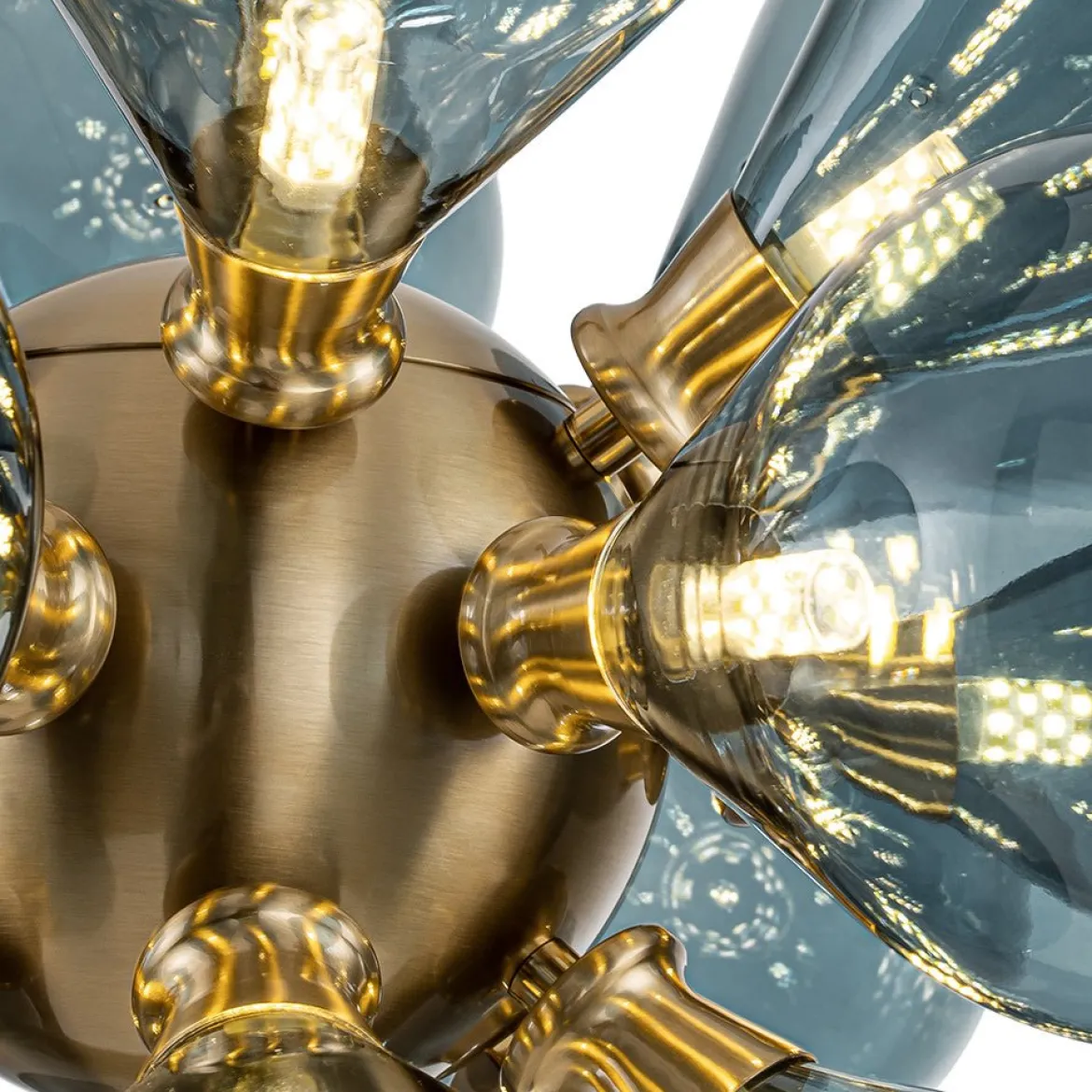 (OpenBox) Cluster Blue Glass Bubble Chandelier