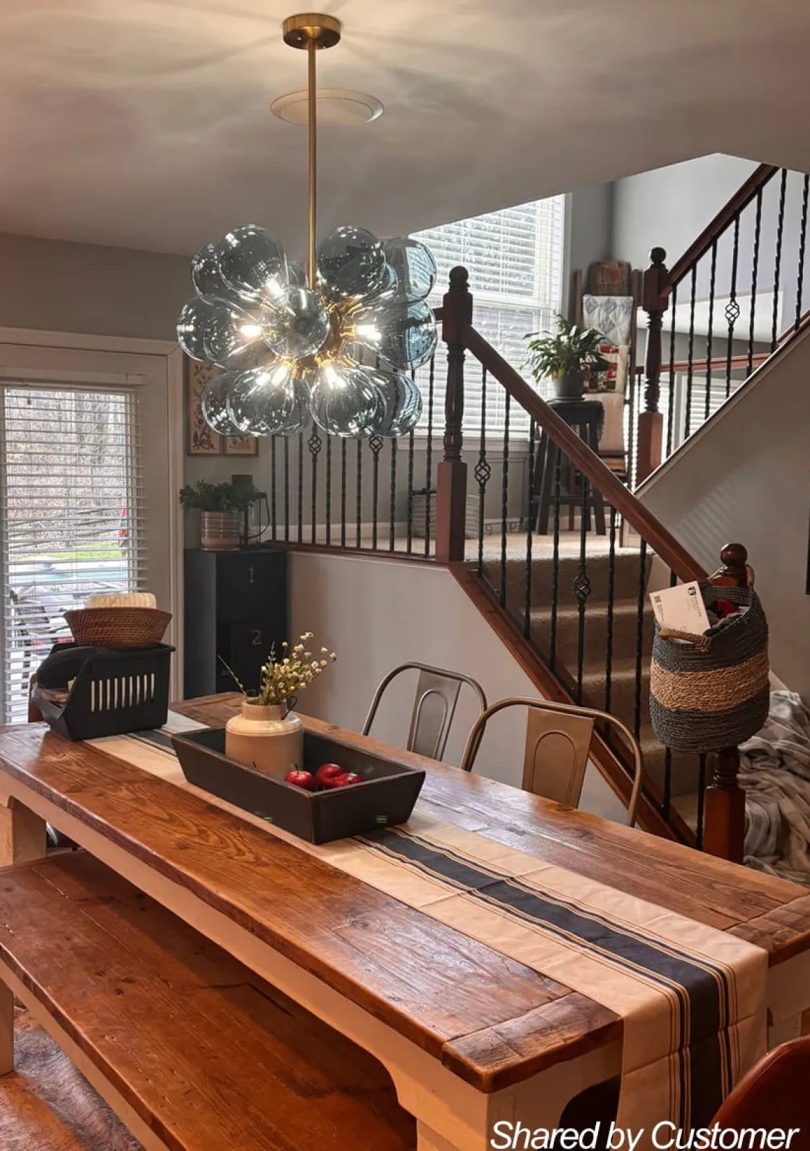 (OpenBox) Cluster Blue Glass Bubble Chandelier