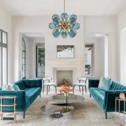 (OpenBox) Cluster Blue Glass Bubble Chandelier
