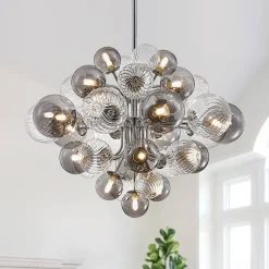 (OpenBox) Cluster Glass Globe Bubble Chandelier 23.6"/31.5" Wide Large Chandelier