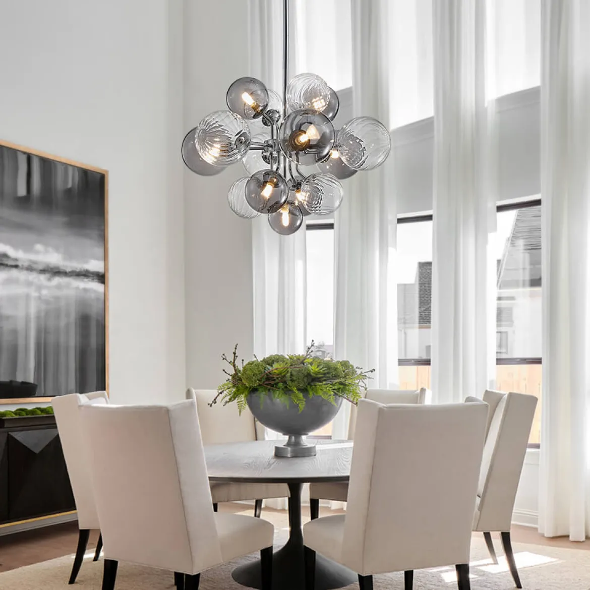 (OpenBox) Cluster Glass Globe Bubble Chandelier 23.6"/31.5" Wide Large Chandelier