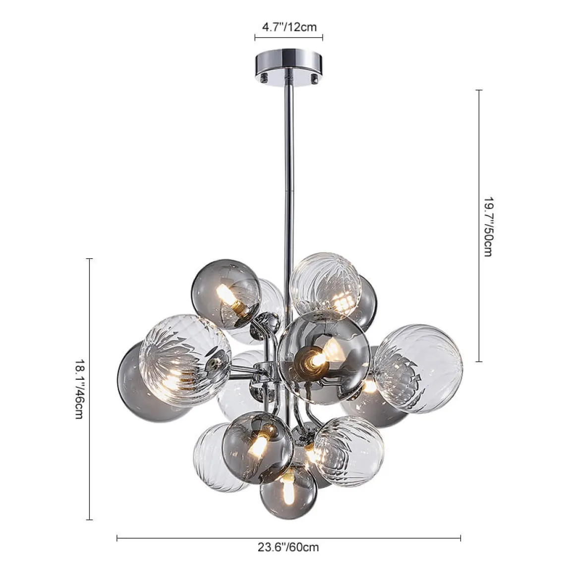 (OpenBox) Cluster Glass Globe Bubble Chandelier 23.6"/31.5" Wide Large Chandelier