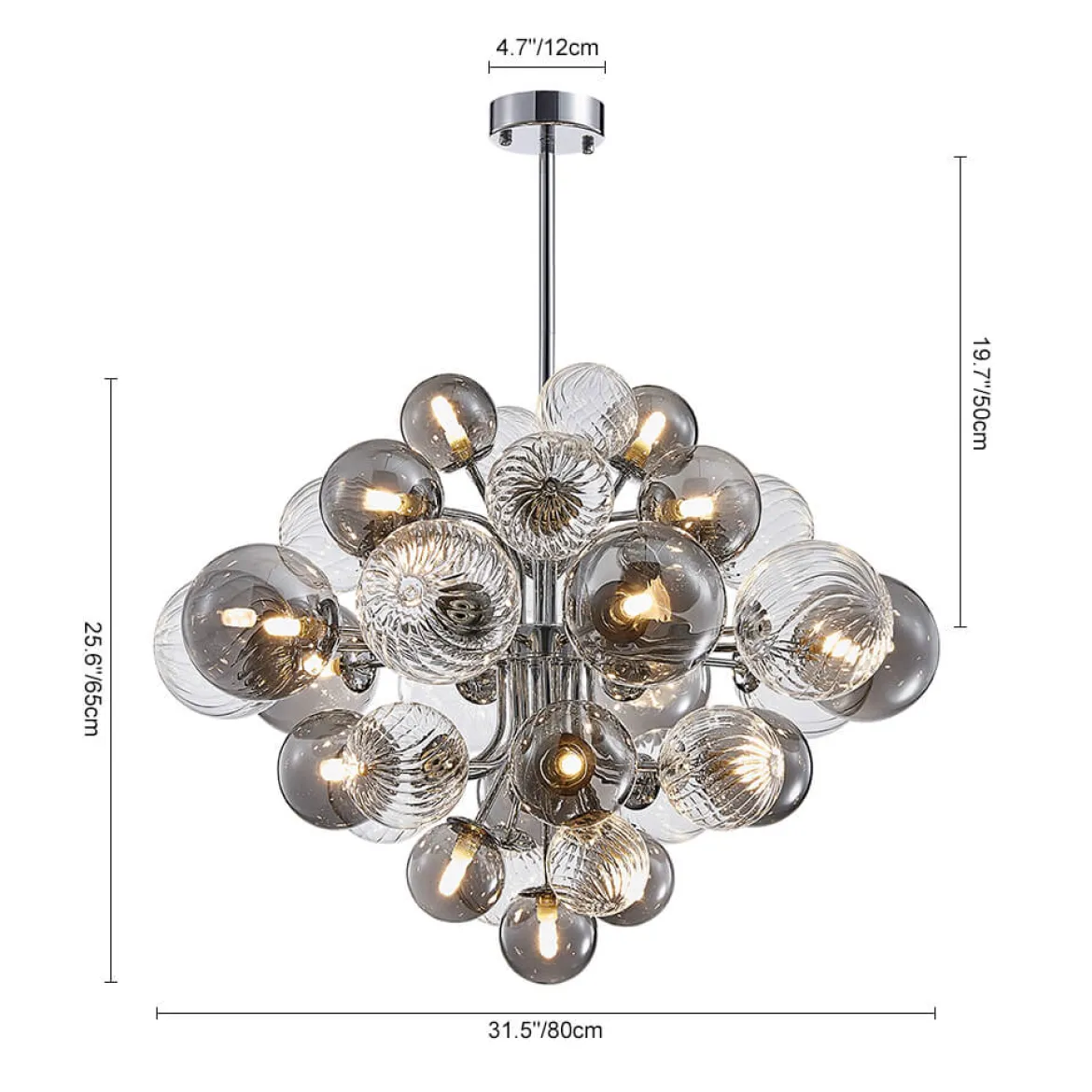 (OpenBox) Cluster Glass Globe Bubble Chandelier 23.6"/31.5" Wide Large Chandelier