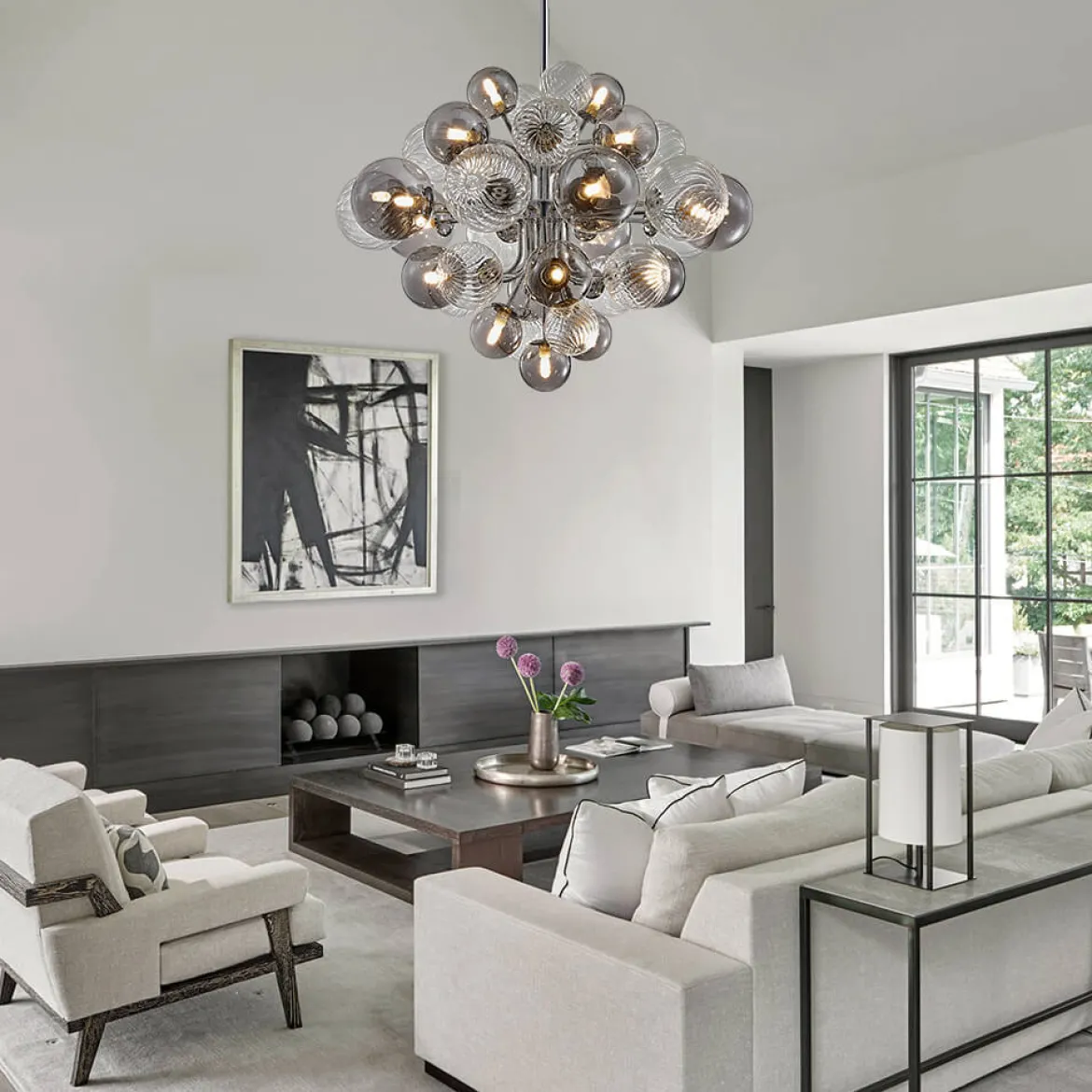 (OpenBox) Cluster Glass Globe Bubble Chandelier 23.6"/31.5" Wide Large Chandelier