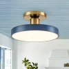(OpenBox) Contemporary Brass Blue Round LED Semi Flush Lighting