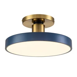 (OpenBox) Contemporary Brass Blue Round LED Semi Flush Lighting