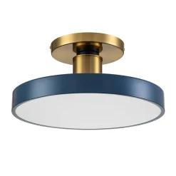 (OpenBox) Contemporary Brass Blue Round LED Semi Flush Lighting
