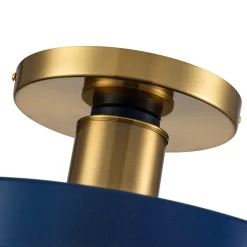 (OpenBox) Contemporary Brass Blue Round LED Semi Flush Lighting
