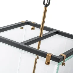 (OpenBox) Contemporary Glass Wide Square Lantern Pendant Chandelier
