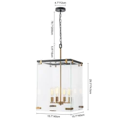 (OpenBox) Contemporary Glass Wide Square Lantern Pendant Chandelier
