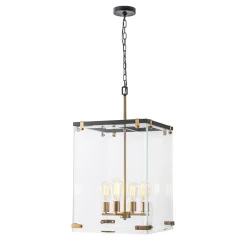 (OpenBox) Contemporary Glass Wide Square Lantern Pendant Chandelier