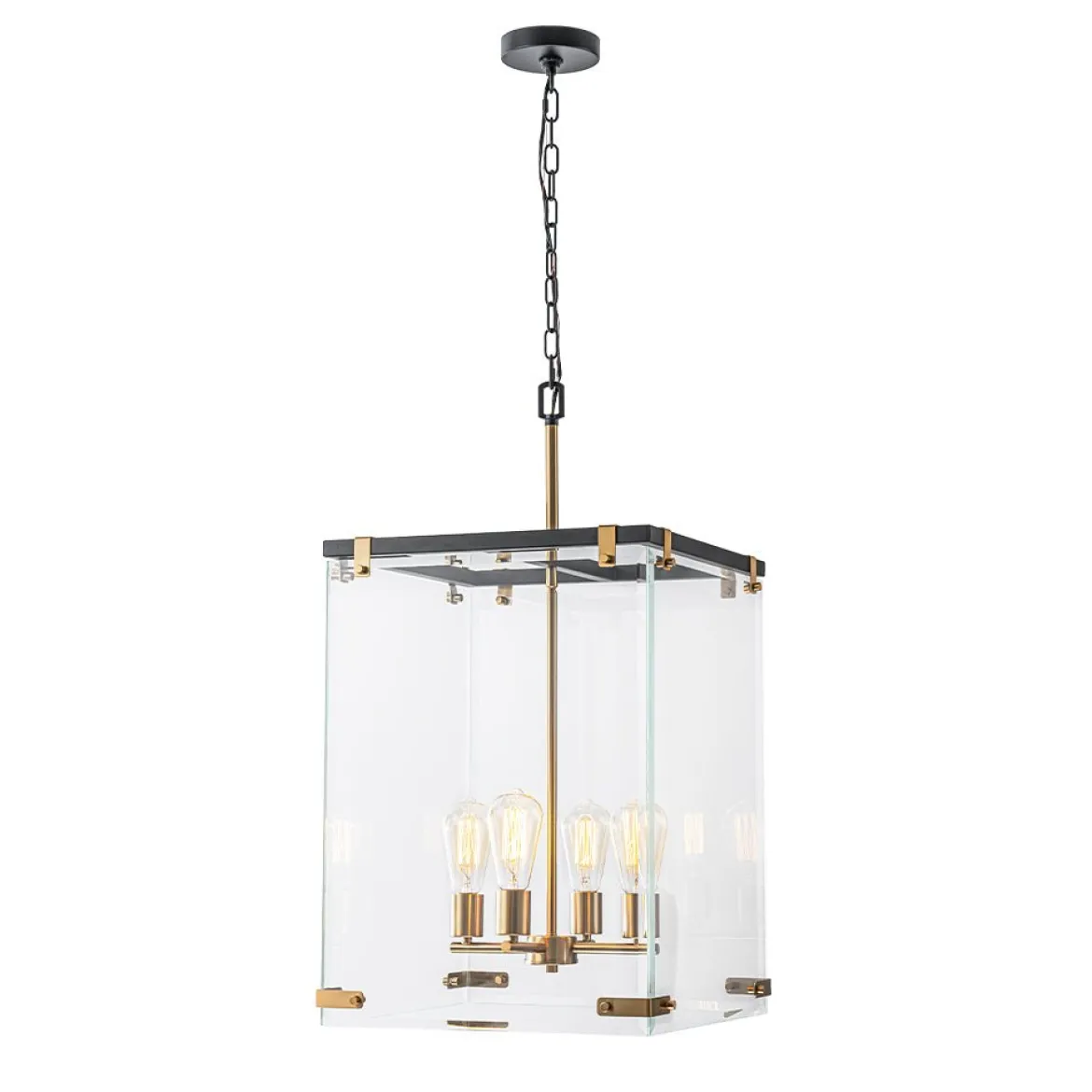(OpenBox) Contemporary Glass Wide Square Lantern Pendant Chandelier