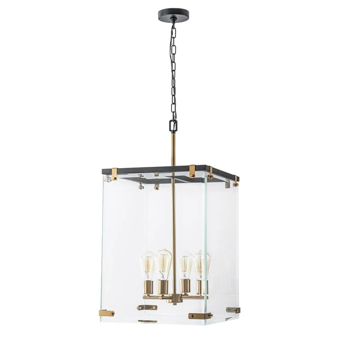(OpenBox) Contemporary Glass Wide Square Lantern Pendant Chandelier