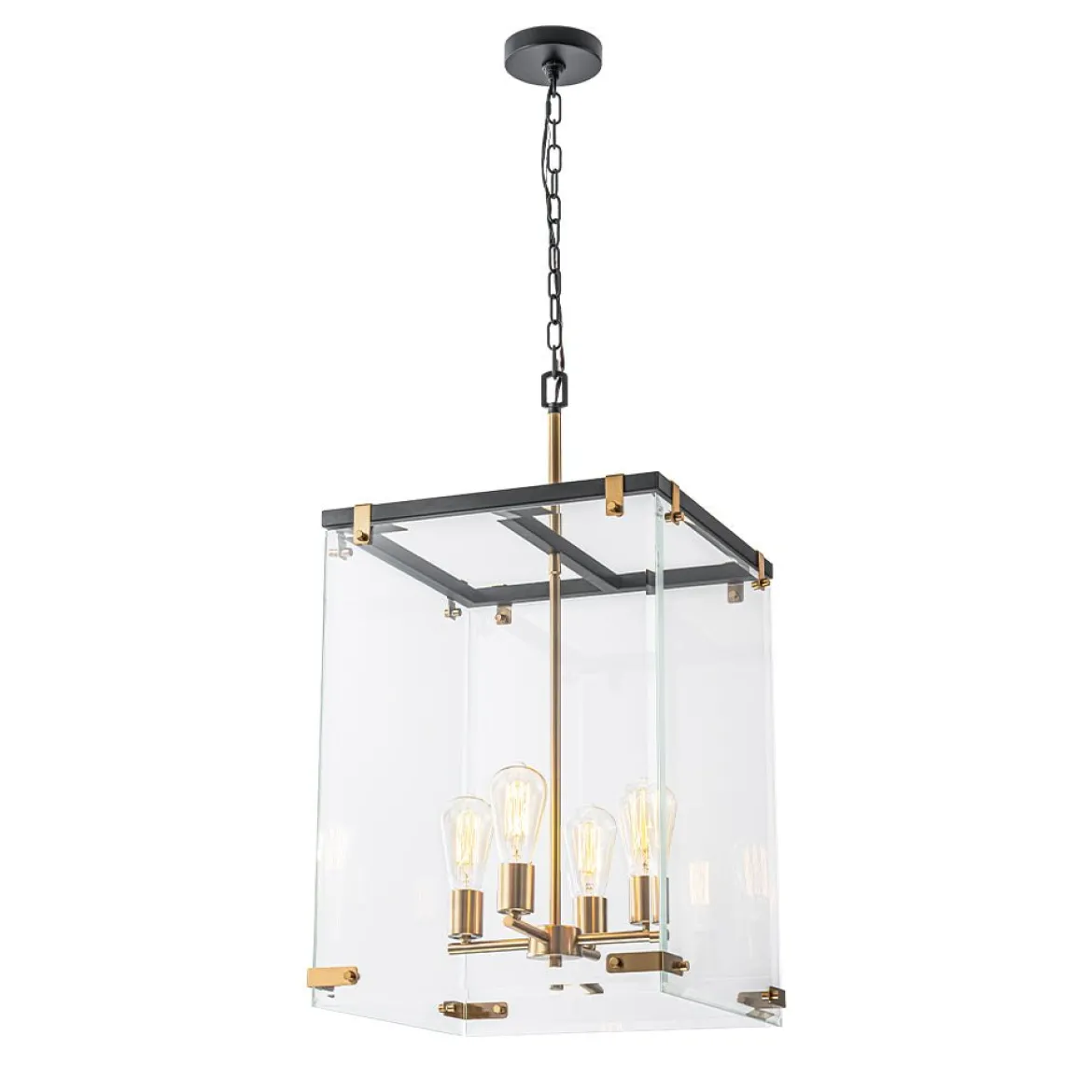 (OpenBox) Contemporary Glass Wide Square Lantern Pendant Chandelier