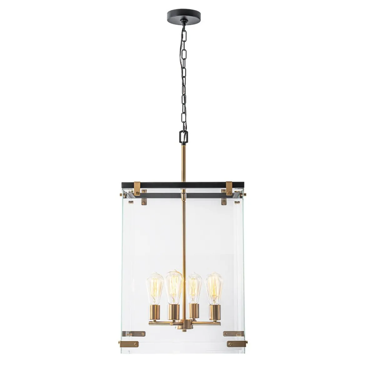 (OpenBox) Contemporary Glass Wide Square Lantern Pendant Chandelier