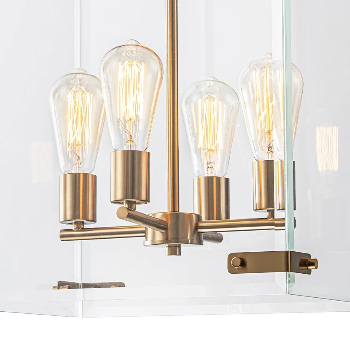 (OpenBox) Contemporary Glass Wide Square Lantern Pendant Chandelier