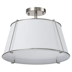 (OpenBox) Contemporary Wide Linen Drum Brass Semi Flush Mount