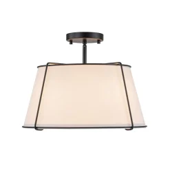 (OpenBox) Contemporary Wide Linen Drum Brass Semi Flush Mount