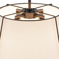 (OpenBox) Contemporary Wide Linen Drum Brass Semi Flush Mount