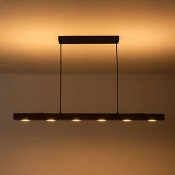 (OpenBox) Dimmable LED Linear Oak Wood Kitchen Island Pendant