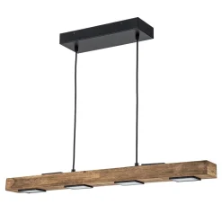 (OpenBox) Dimmable LED Linear Oak Wood Kitchen Island Pendant