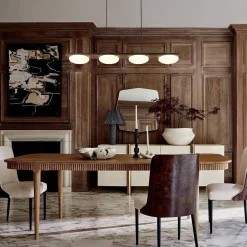 (OpenBox) Dimmable LED Walnut Wood Grain Linear Island Chandelier