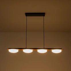 (OpenBox) Dimmable LED Walnut Wood Grain Linear Island Chandelier