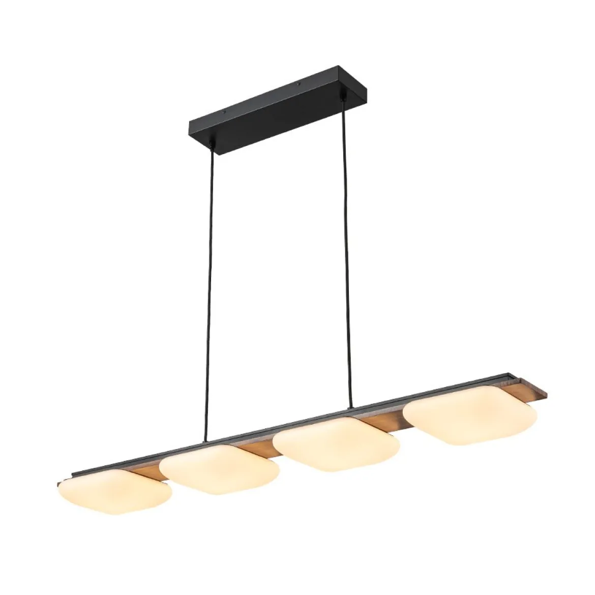 (OpenBox) Dimmable LED Walnut Wood Grain Linear Island Chandelier