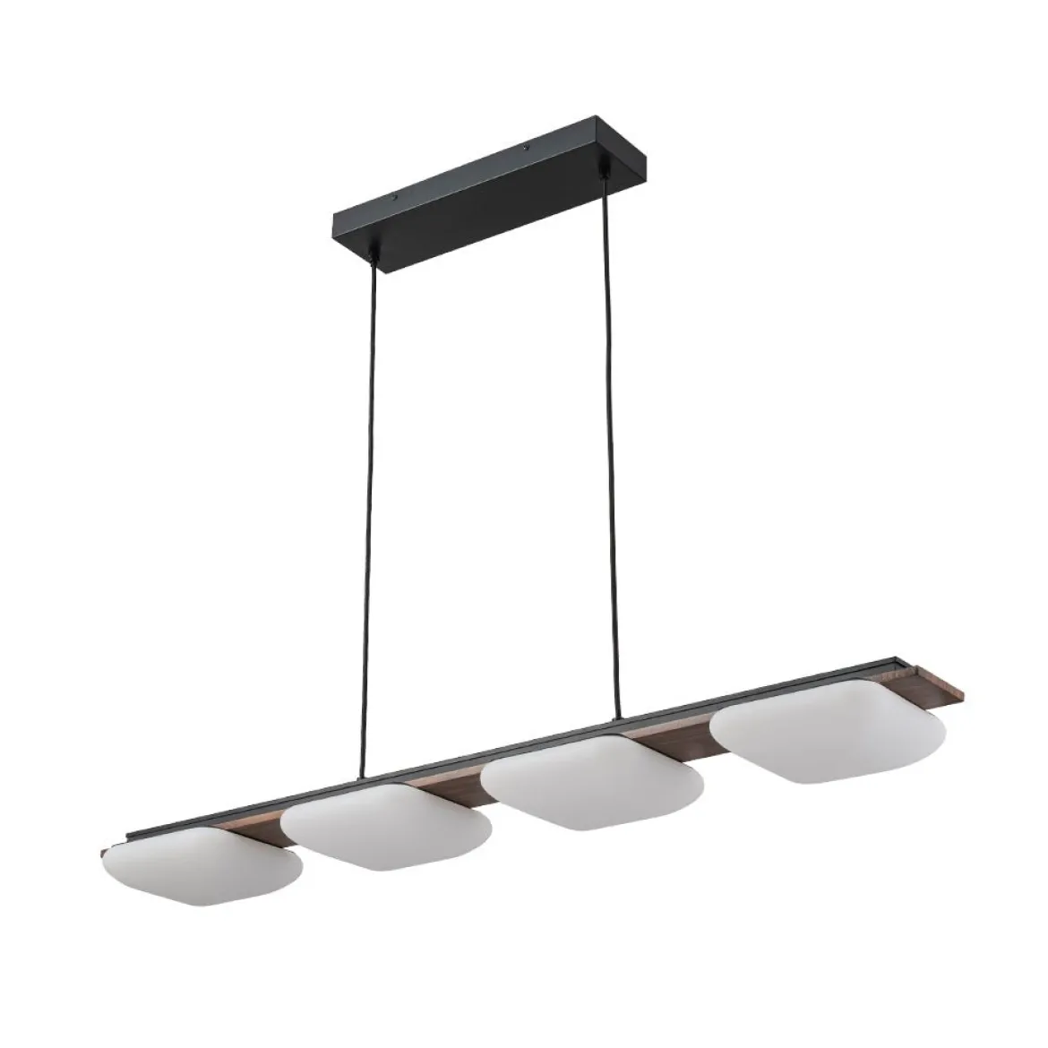 (OpenBox) Dimmable LED Walnut Wood Grain Linear Island Chandelier