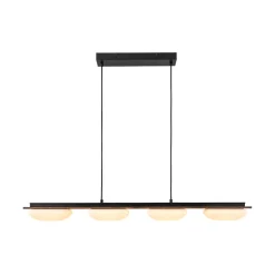 (OpenBox) Dimmable LED Walnut Wood Grain Linear Island Chandelier