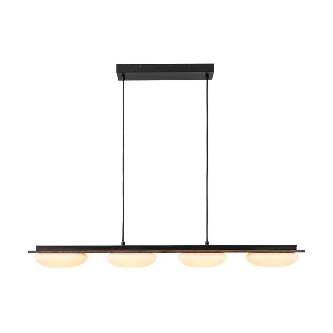 (OpenBox) Dimmable LED Walnut Wood Grain Linear Island Chandelier