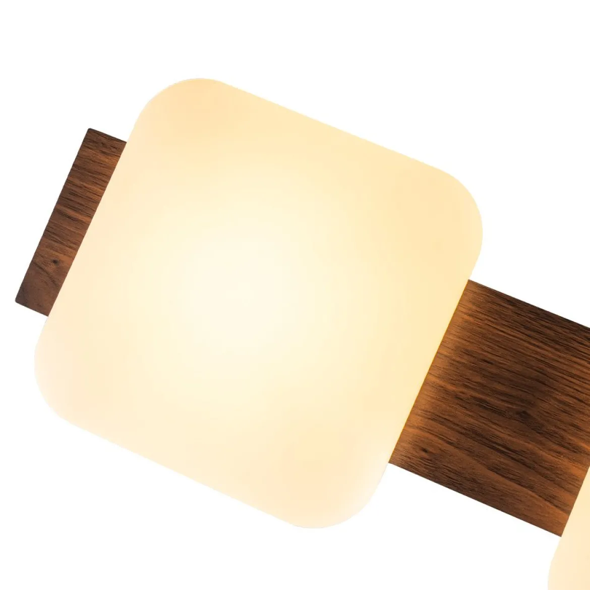 (OpenBox) Dimmable LED Walnut Wood Grain Linear Island Chandelier