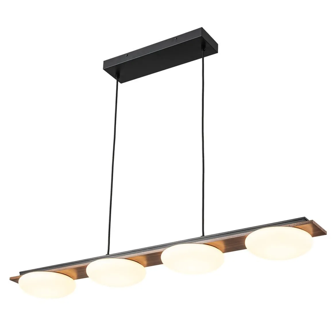 (OpenBox) Dimmable LED Walnut Wood Grain Linear Island Chandelier