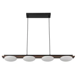 (OpenBox) Dimmable LED Walnut Wood Grain Linear Island Chandelier
