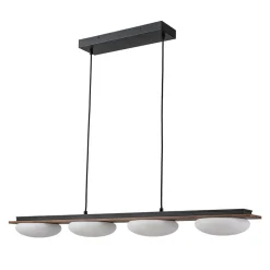 (OpenBox) Dimmable LED Walnut Wood Grain Linear Island Chandelier
