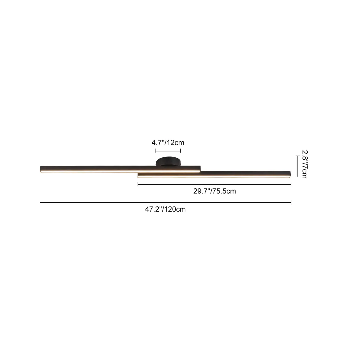 (OpenBox) Dimmable 2-Light Long Strip Linear LED Flush Mount