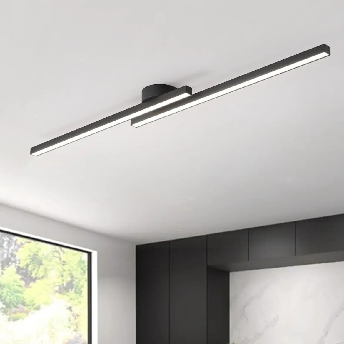 (OpenBox) Dimmable 2-Light Long Strip Linear LED Flush Mount
