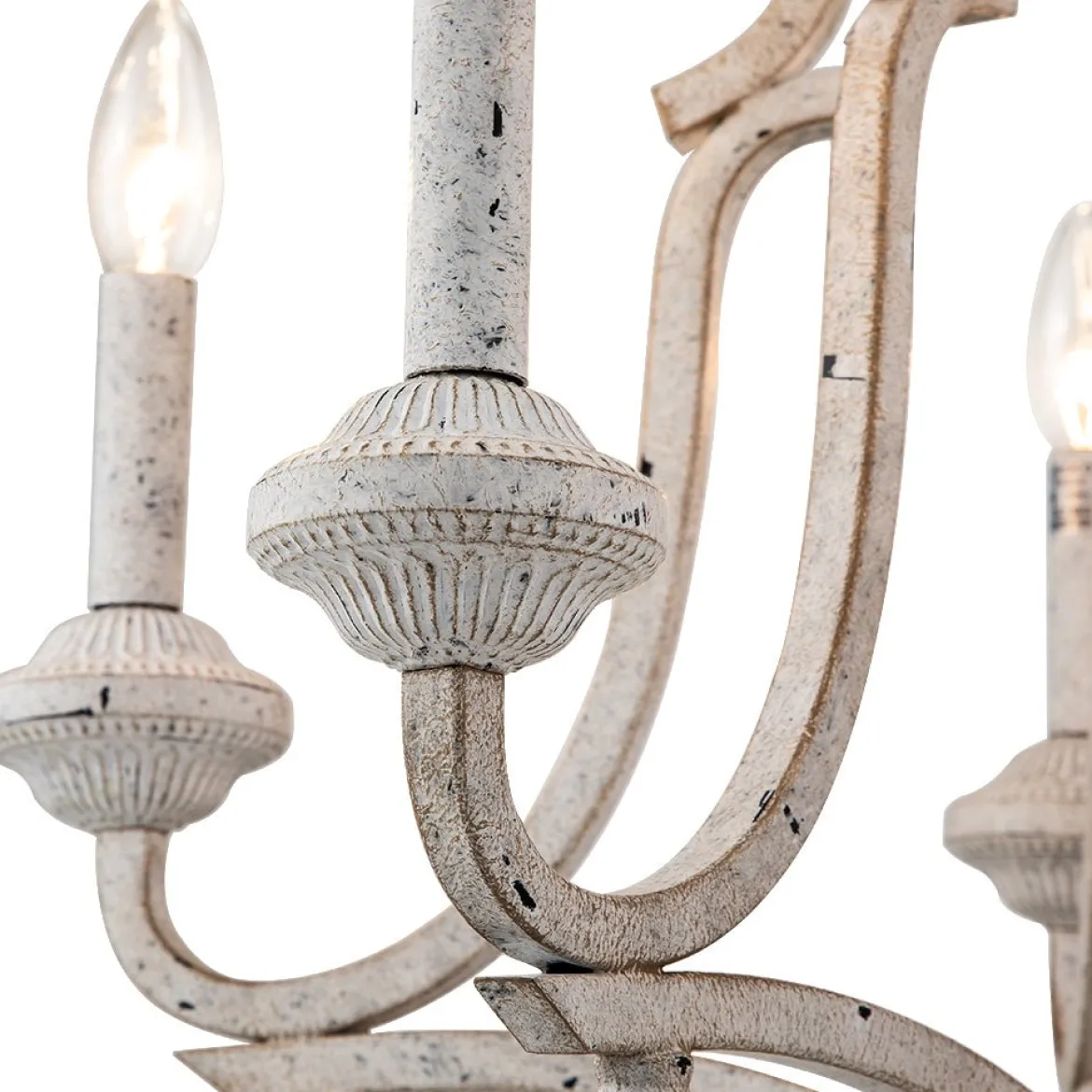 (OpenBox) Distressed White Shabby Chic Candle Style Chandelier