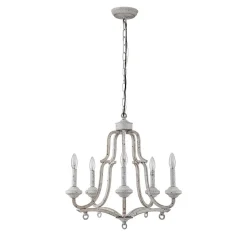 (OpenBox) Distressed White Shabby Chic Candle Style Chandelier