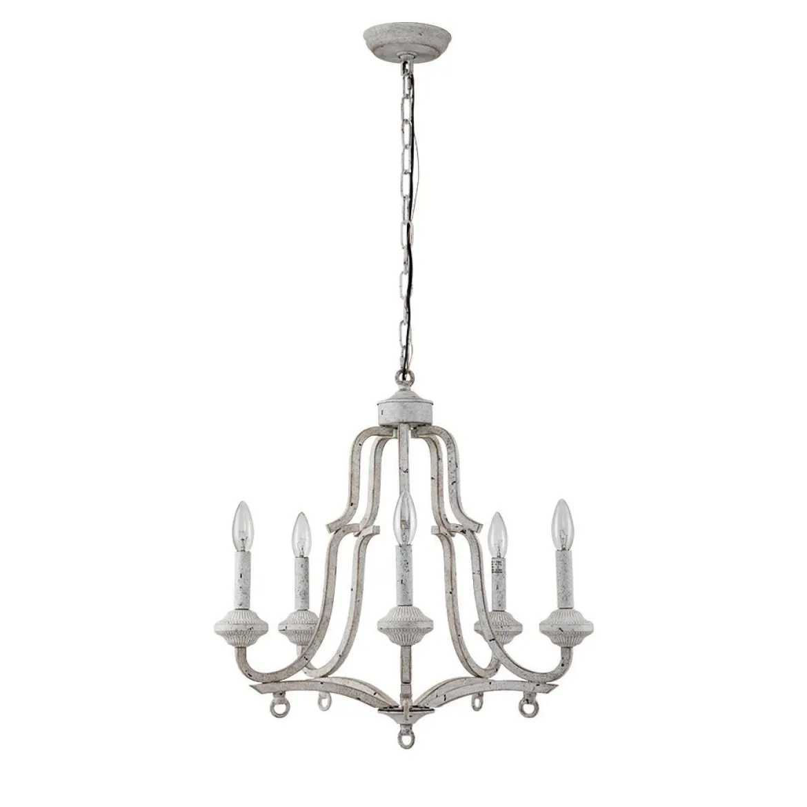 (OpenBox) Distressed White Shabby Chic Candle Style Chandelier