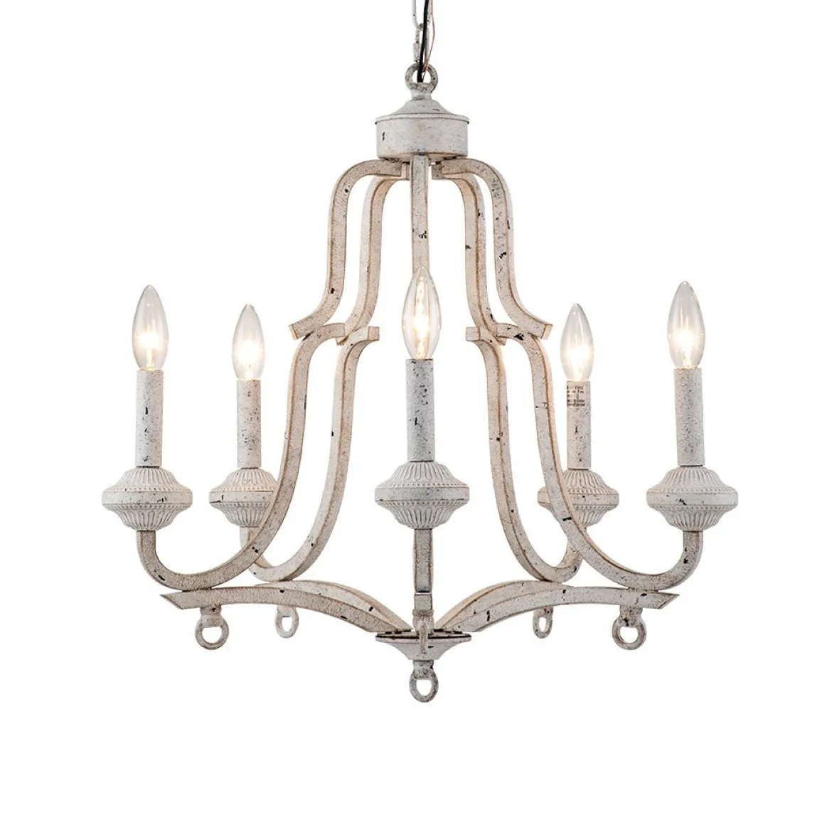 (OpenBox) Distressed White Shabby Chic Candle Style Chandelier