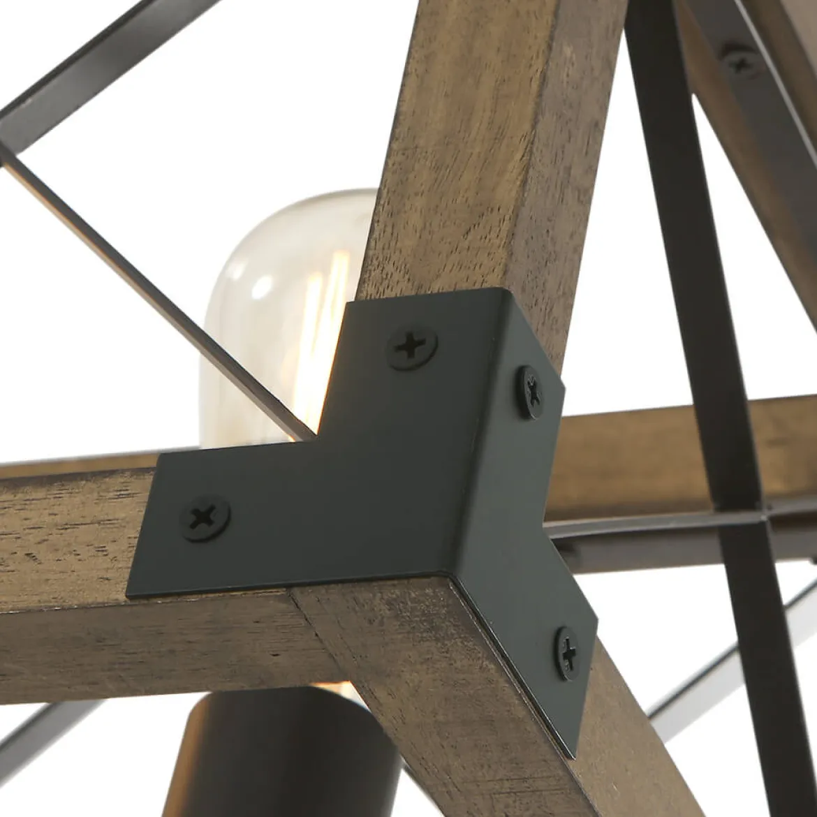 (OpenBox) Farmhouse 5-Light Rectangle Wood Chandelier